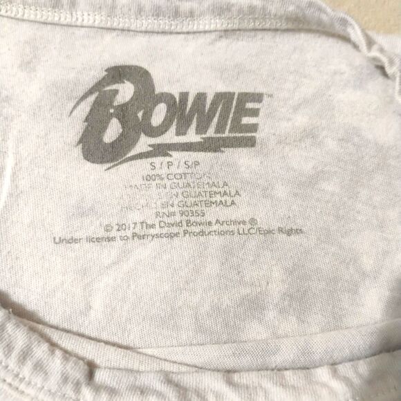 Women’s White David Bowie 1978 World Tour Graphic T-Shirt, Small (Faded Wash) - Picture 5 of 6